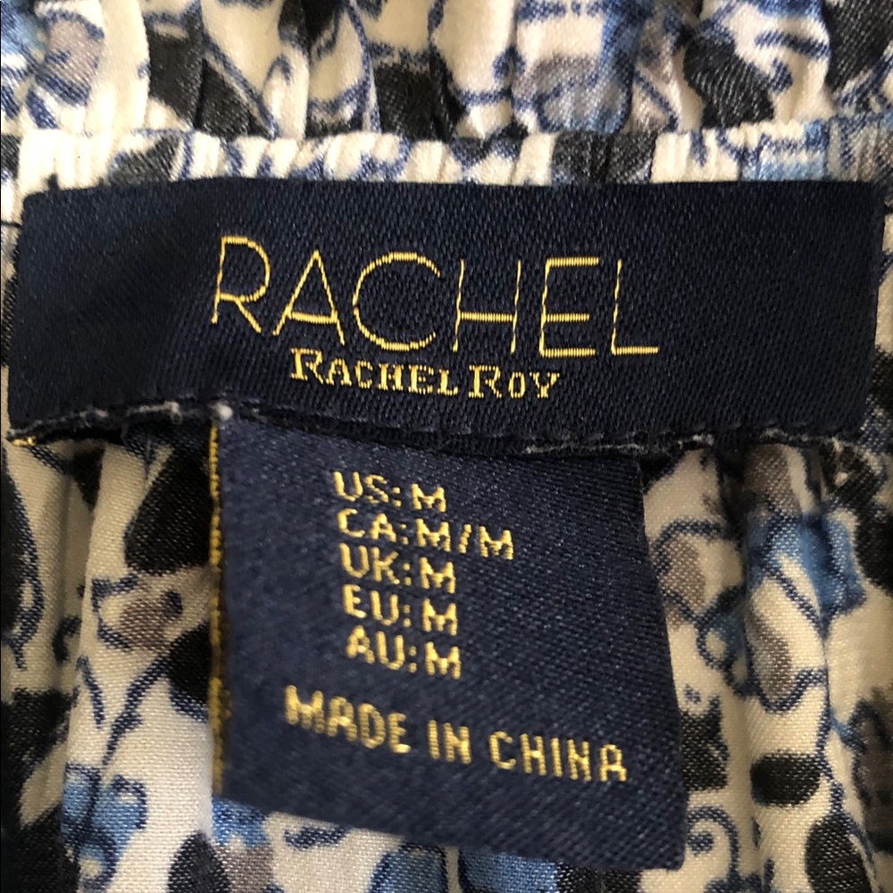 Rachael Ray Navy and White Floral Blouse
